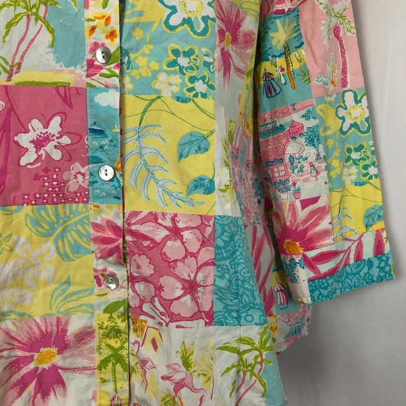 Palm Lily cotton tropical print blouse 10 - Picture 4 of 7